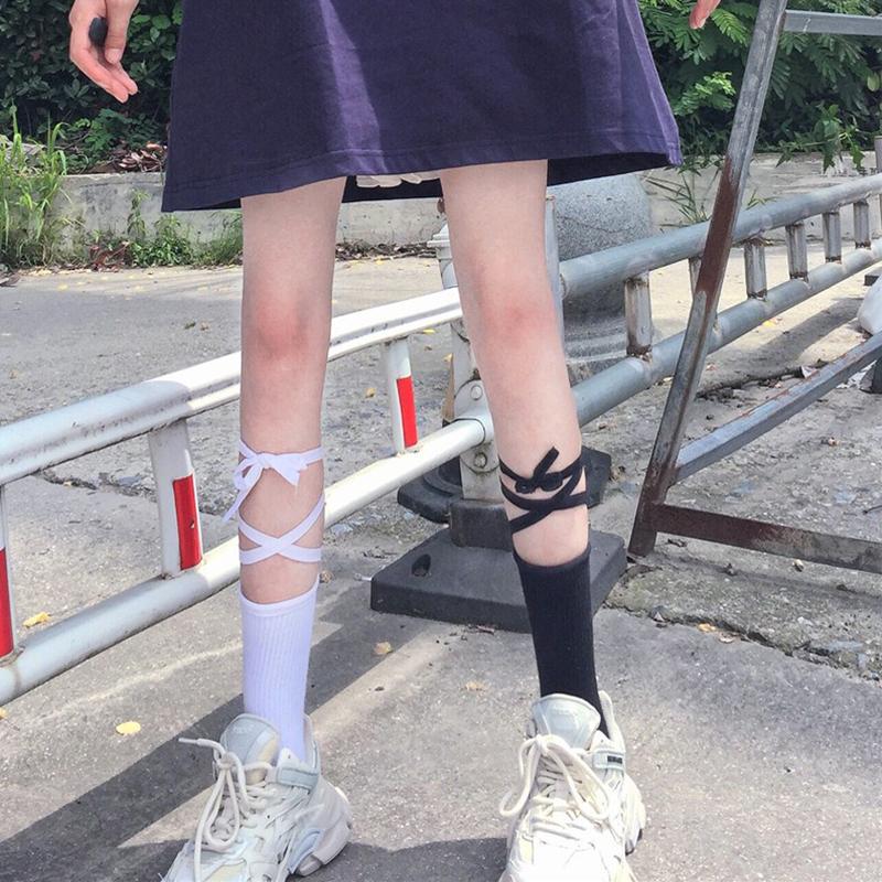 Women's Lolita Lace Bowknot Mid-Calf Length Socks-Kawaiifashion