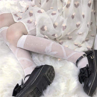 Женские прозрачные носки с кружевным бантом в стиле Лолита-Kawaiifashion