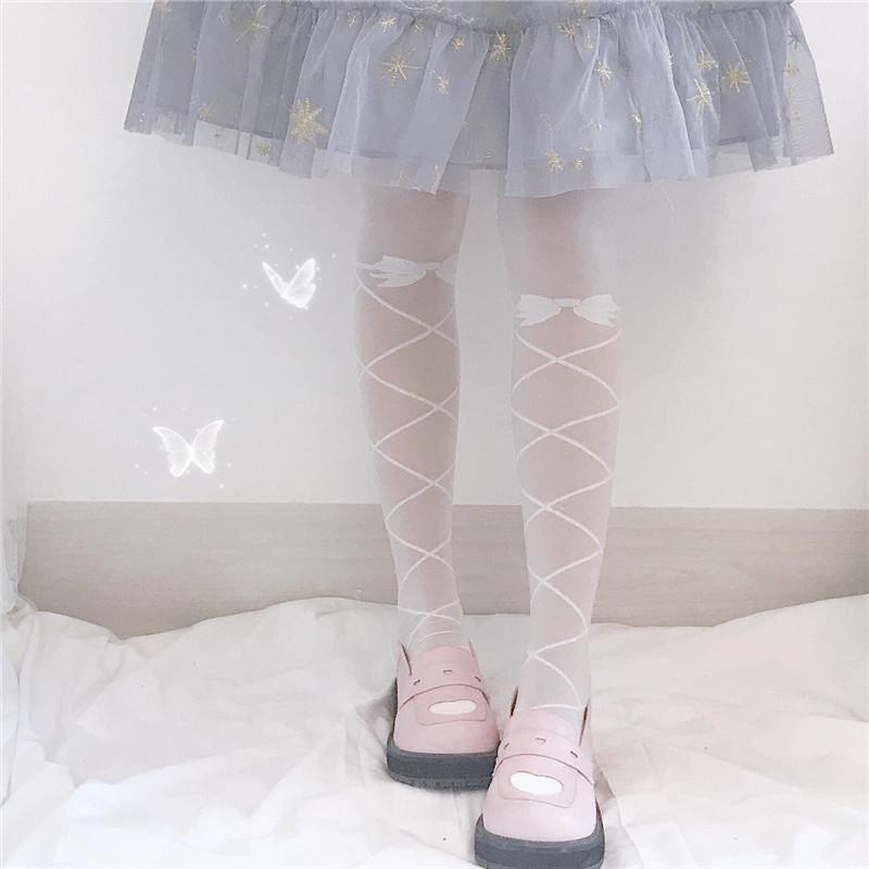 Women's Lolita Lace Bowknot Sheer Stockings-Kawaiifashion