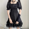 Women's Lolita Lace Falbala Little Black Dresses-Kawaiifashion