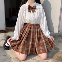 Kawaiifashion Chemises à manches longues blanches Lolita pour femmes, taille unique