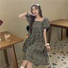 Women's Lovely Back Lace-up Square Collar Dresses-Kawaiifashion