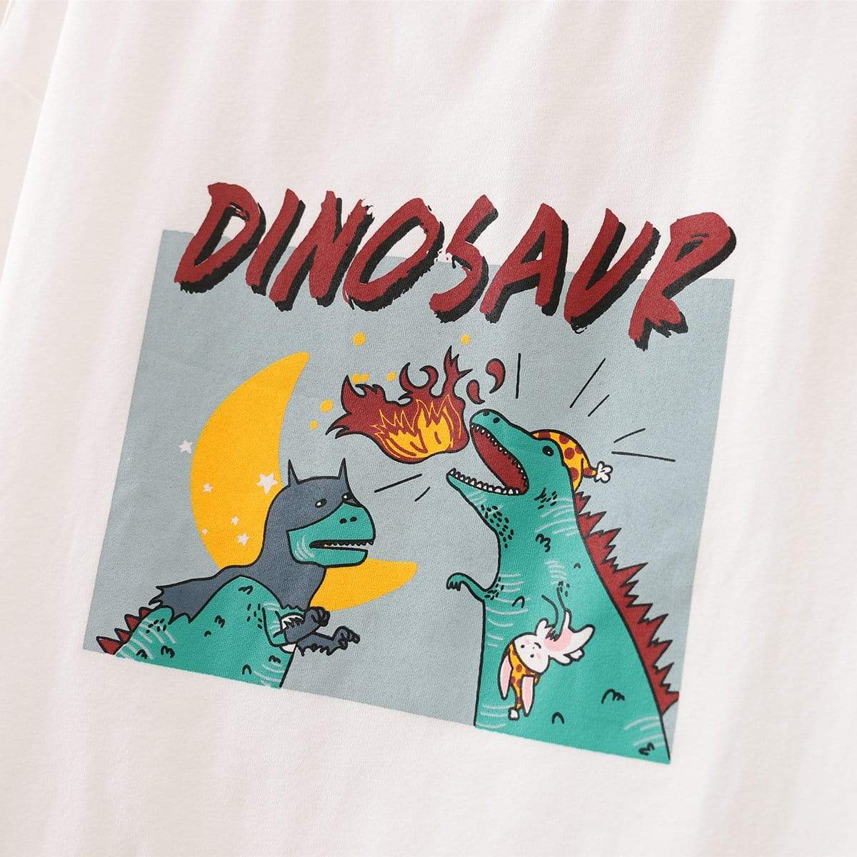 Kawaiifashion - Camisetas con estampado de dinosaurio encantador para mujer, talla única