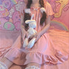 Women's Lovely Ruffles Bowknot Pink Dress Homewear-Kawaiifashion
