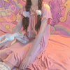 Women's Lovely Ruffles Bowknot Pink Dress Homewear-Kawaiifashion