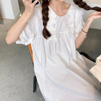 Women's Lovely Sailor Collar Lace White Dresses-Kawaiifashion
