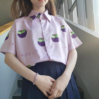 Camisa estampada de mangostán para mujer-Kawaiifashion