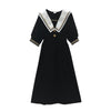 Women's Navy Collar Short Sleeved Dress-Kawaiifashion