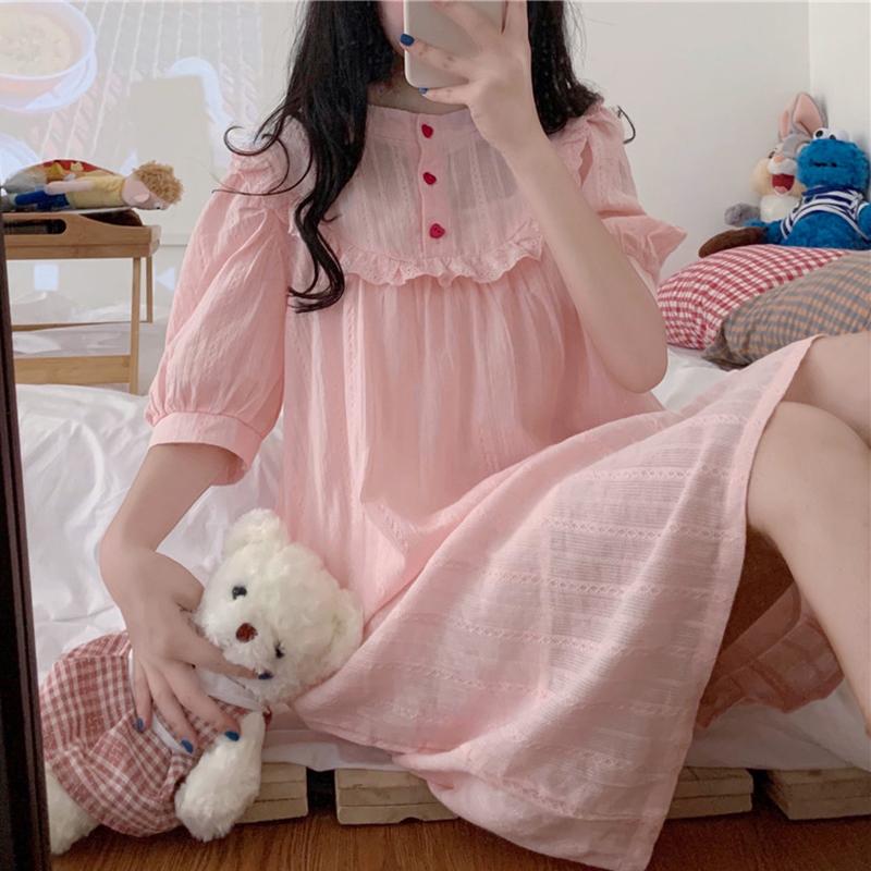 Женские розовые пижамы с оборками-Kawaiifashion