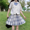 Women's Sailor White Short Shirts With Blue Bowknots-Kawaiifashion