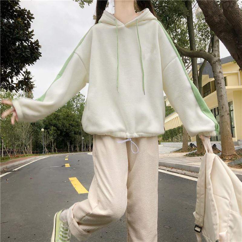 Kawaiifashion Женские свитера в полоску с рукавами сладкого контрастного цвета одного размера