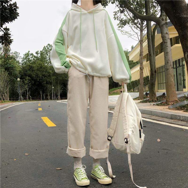 Kawaiifashion Женские свитера в полоску с рукавами сладкого контрастного цвета одного размера