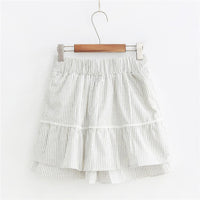 Kawaiifashion One Size Women's Sweet Lace-up Bowknot Contrast Color Striped Skirts