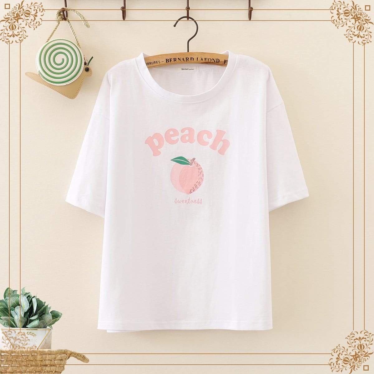 Kawaiifashion T-shirts imprimés Sweet Peach pour femmes