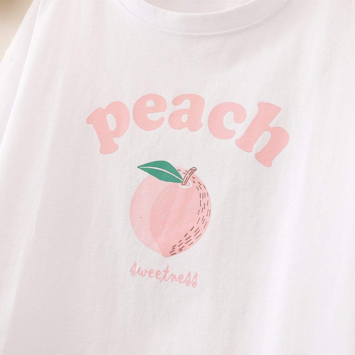 Kawaiifashion - Camisetas estampadas de melocotón dulce para mujer, talla única