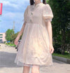 Women's Sweet Stand Collar Butterfly Printed Gauze Spliced Dresses-Kawaiifashion