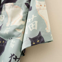 Kawaiifashion Camicie stringate stampate con gatti vintage da donna taglia unica