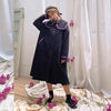 Kawaiifashion One Size Women's Vintage Contrast Color Hem Large Lapel Dresses