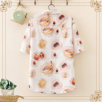 Женские винтажные шифоновые рубашки с фруктовым принтом Kawaiifashion одного размера