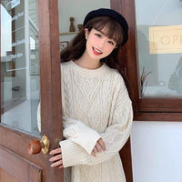 Kawaiifashion Taille unique Vintage Pure Color Long Pulls tricotés pour femmes