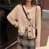 Kawaiifashion One Size Women's Vintage Pure Color Single-breasted Cardigans