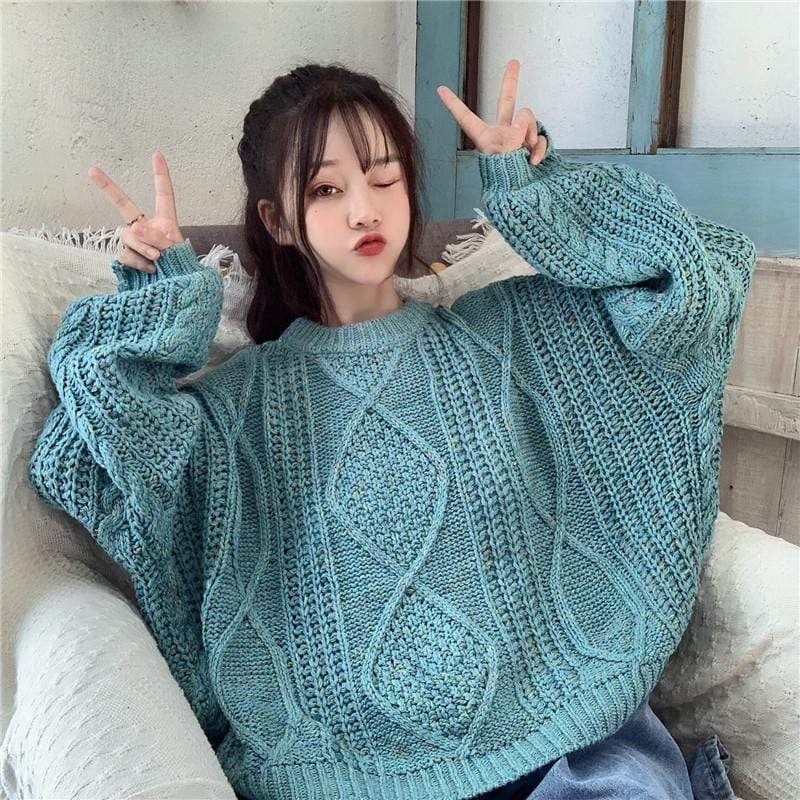 Oversize Twisted Kintted Sweater - Kawaiifashion