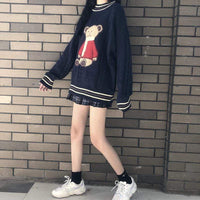 Pull oversize en tricot ours - Kawaiifashion