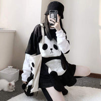 Maglietta a maniche lunghe in due pezzi Panda False - Kawaiifashion