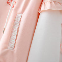 Kawaiifashion розовые женские толстовки с контрастными рукавами и сладкой клубникой с вышивкой Falbala