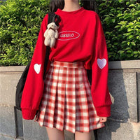 Kawaiifashion rouge chandails de couleur coréenne de la mode coréenne pour femmes