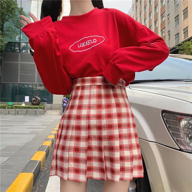 Kawaiifashion rouge chandails de couleur coréenne de la mode coréenne pour femmes