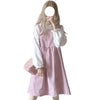 Side Bowknot Corduroy Overall Dress&Lace Shirt - Kawaiifashion