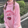 Strawberry Turtleneck Knitted Tops - Kawaiifashion