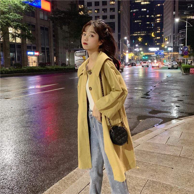 Women's Korean Fashion Large Lapel Long Wind Coats