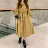 Women's Korean Fashion Puff Sleeved Single-breasted Strappy Long Coats