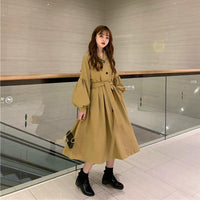 Cappotti lunghi con spalline monopetto con maniche a sbuffo moda coreana da donna