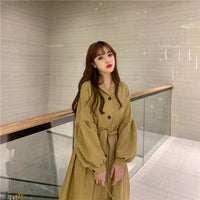 Cappotti lunghi con spalline monopetto con maniche a sbuffo moda coreana da donna