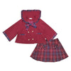 Vintage Double-breasted Sailor Collar Red Plaid Tops - Kawaiifashion