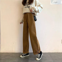 Pantalon Vintage Taille Haute Pure Color-Kawaiifashion