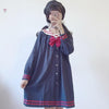 Vintage Navy Collar Single-breast Dress-Kawaiifashion