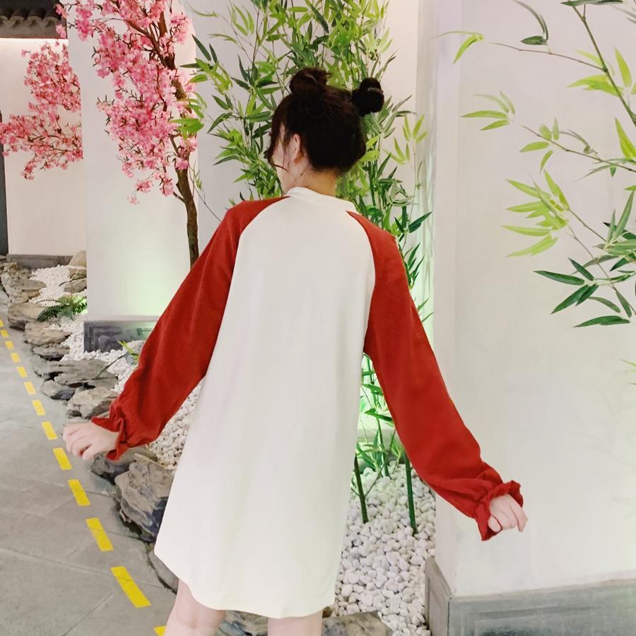 Vestido cheongsam de manga larga floral - Kawaiifashion
