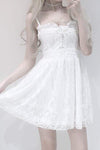 Lolita Lace Drawstring Slip Dress - Kawaiifashion