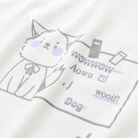 T-shirt con lacci con stampa bowknot stampata con cane Kawaii da donna bianca Kawaiifashion