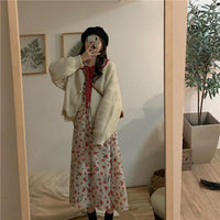 Cardigan moda coreana da donna con bottone perla