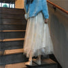 Kawaiifashion white Women's Korean Fashion Snowflake Sequins Mess Long Skirts