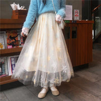 Gonne lunghe di paillettes con fiocchi di neve di moda coreana da donna bianca Kawaiifashion