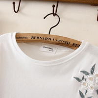 Kawaiifashion T-shirts à manches longues à lacets et fleurs pour femmes blanches