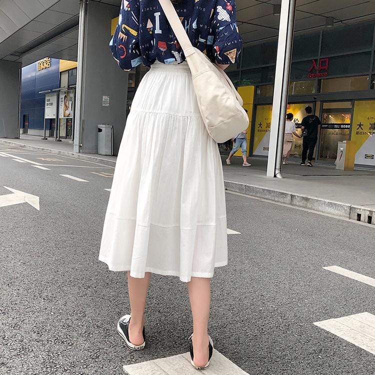 Women's A-line White Skirt-Kawaiifashion