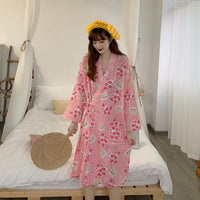 Pyjama à col en V à lacets imprimé dessin animé pour femme-Kawaiifashion