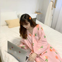 Damen-Pyjama mit Cartoon-Aufdruck, Schnürung und V-Ausschnitt – Kawaiifashion